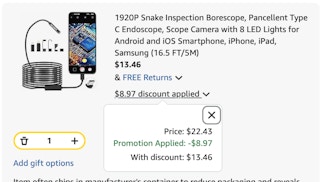 borescope Amazon receipt