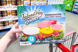 hand holding a box of island way sorbet