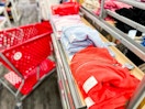 kids' sweatshirts sitting on a target shelf