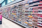 walgreens makeup area with orange clearance tags