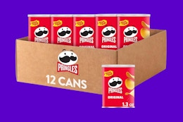 pringles chips on a blue background