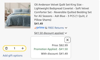 quilt Amazon receipt