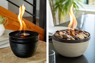 2 lifestyle images of Sterno Tabletop Firepits
