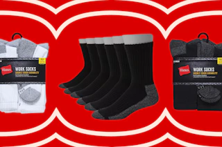 hanes men's work socks side by side