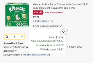 Kleenex Amazon receipt