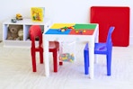 Lifestyle image of the Humblr Crew Toddler 2-in-1 Table and Chair set in room setting