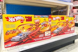 hot wheels hot ones track set sitting on a target shelf