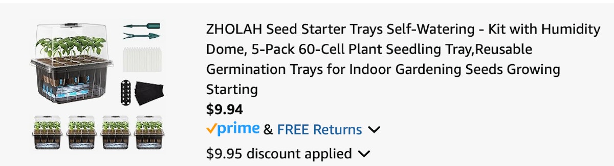 seed starter kit Amazon receipt