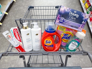 colgate dove tide downy items in walgreens cart