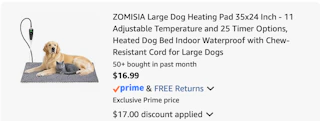 dog heating pad Amazon receipt