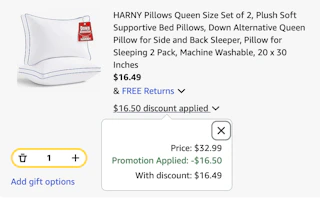 pillow set Amazon receipt