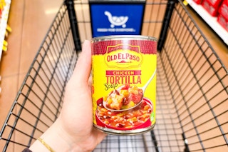 hand holding a can of old el paso soup