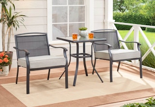 3-piece bistro set in gray on a patio