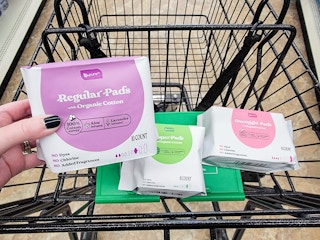 organic cotton pads in a cart