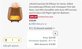 essential oil diffuser Amazon receipt