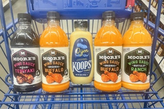  moore's and koops' sauces in a cart