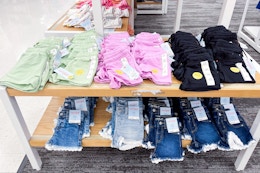 toddler shorts sitting on shelves at target