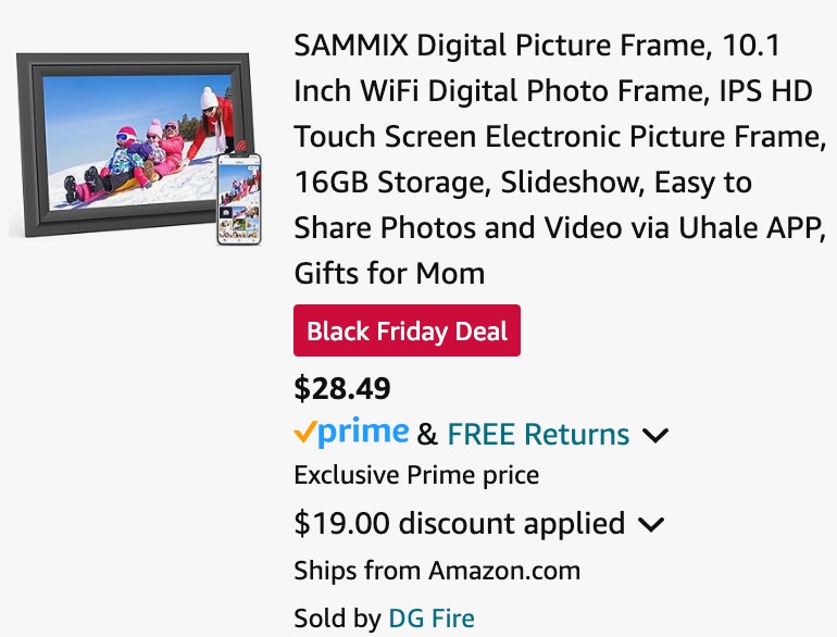 a digital picture frame cart ending in $28.49