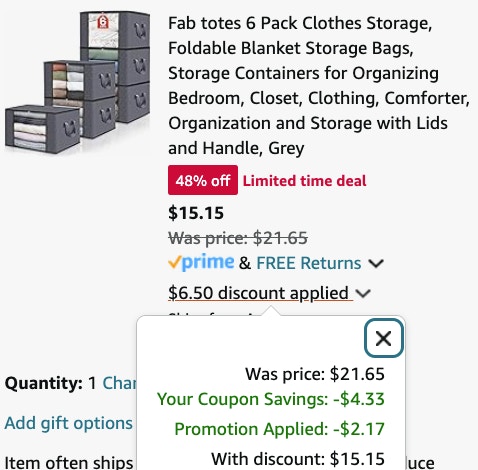 Fab totes 6 Pack Clothes Storage 