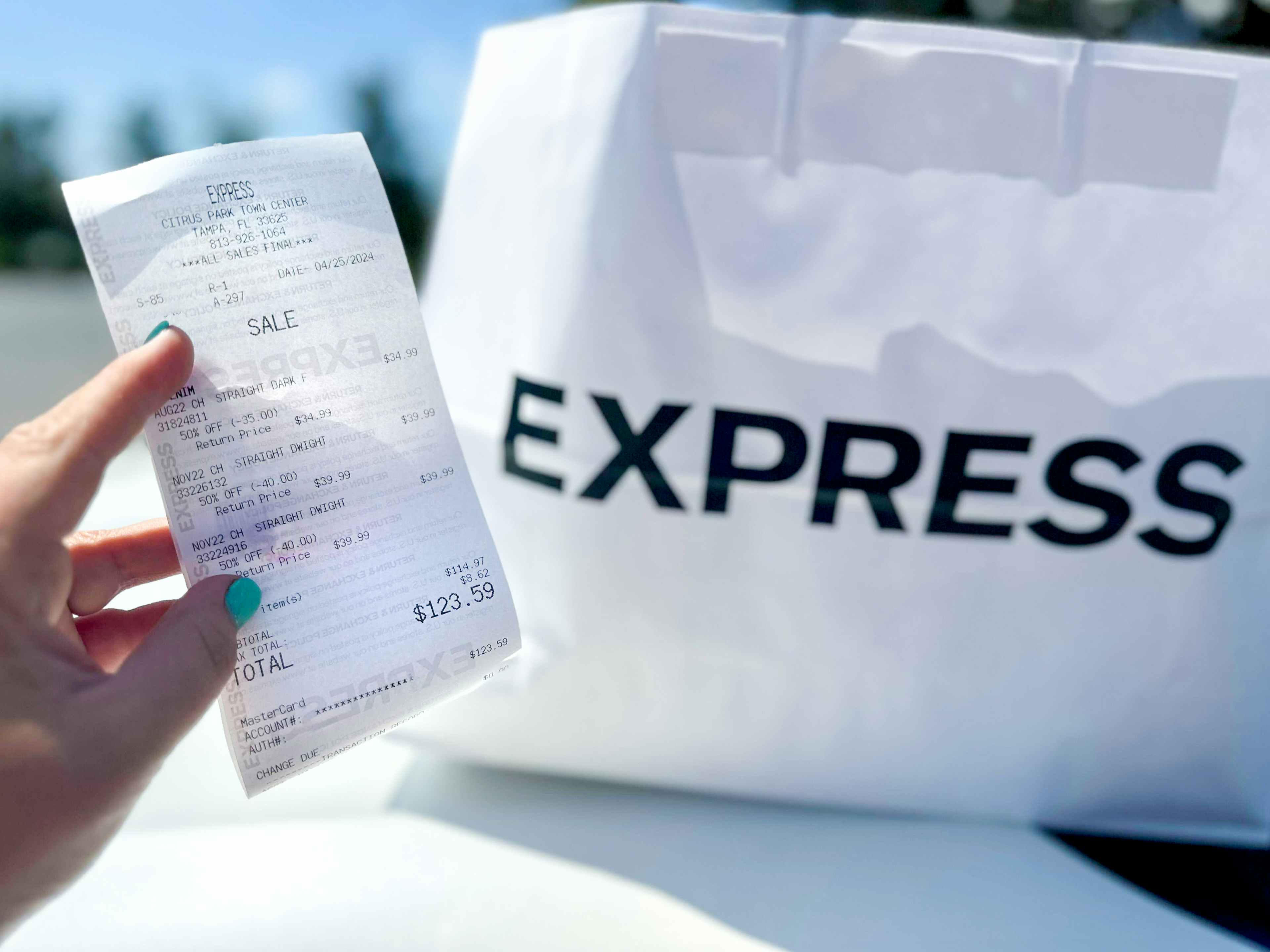 express store closings 50 percent off receipt