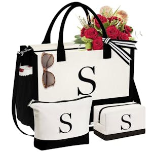 Initialed Canvas Tote Bag Set
