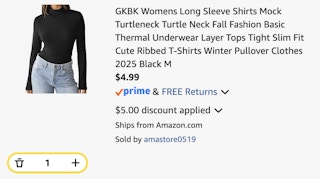mock turtleneck Amazon receipt
