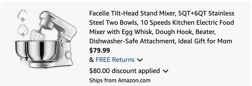 stand mixer Amazon receipt