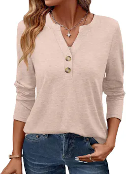 Women's Long Sleeve V-Neck Top