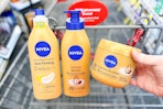 nivea lotions in a shopping cart