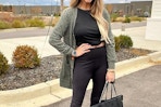 woman wearing cardigan outside