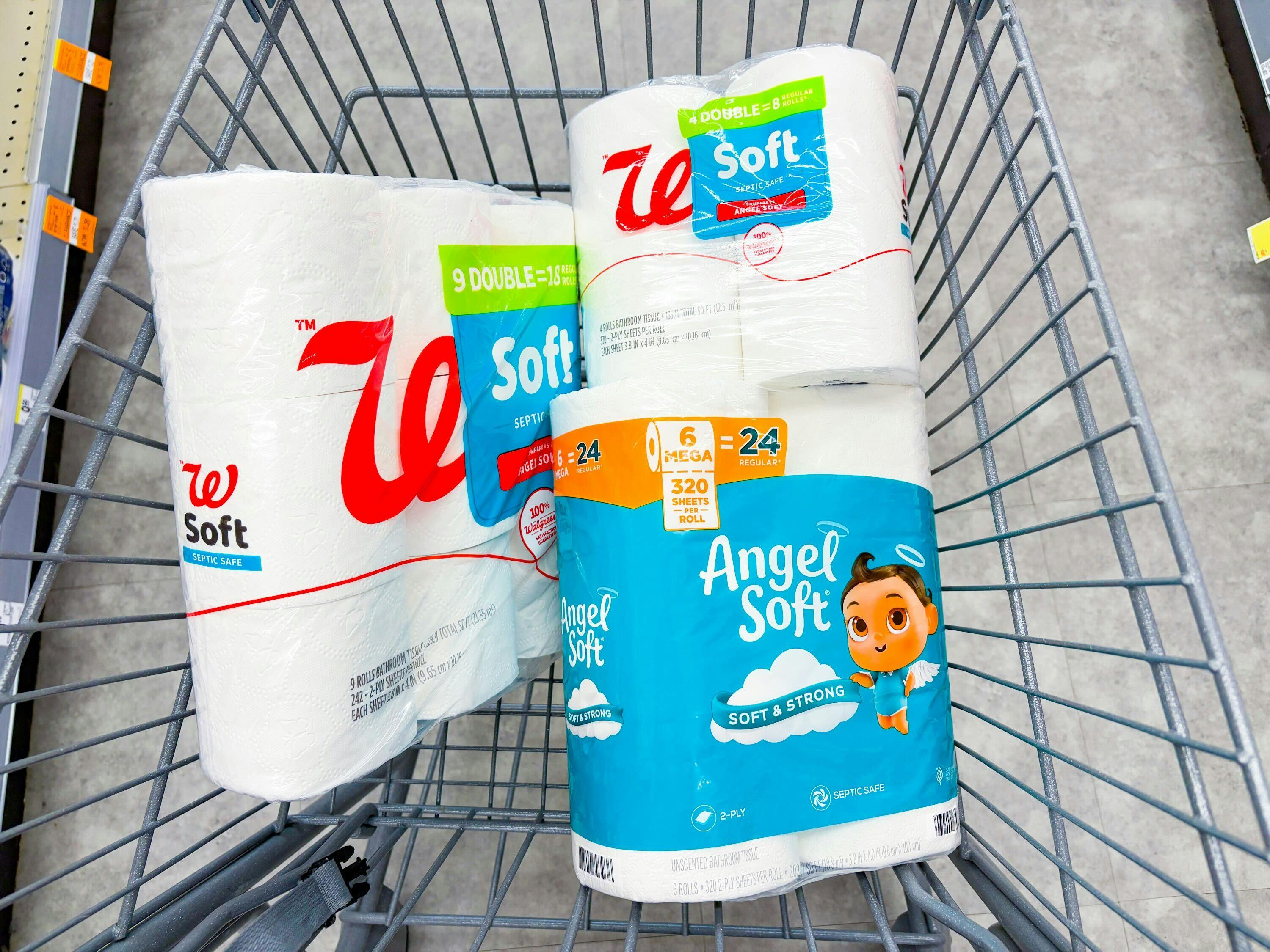 walgreens and angel soft toilet paper in cart