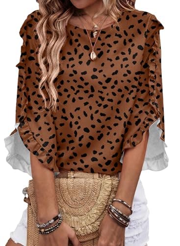 Women's 3/4 Sleeve Ruffle Top