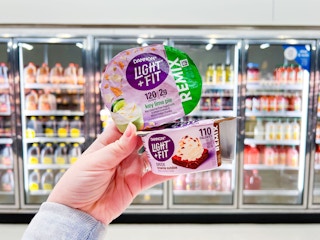 Dannon Light + Fit Yogurt Remix in refrigerated aisle at Walmart store