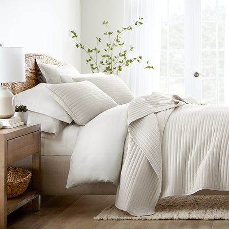 Stripe Stitch Quilted Coverlet Set