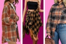 Three Fantaslook Plaid Flannel Oversized Shirts