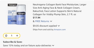 Neutrogena collagen bank Amazon receipt