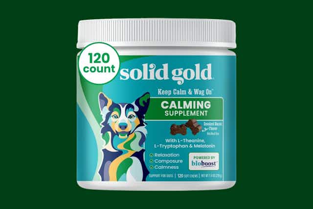 Solid Gold 120-Count Calming Chews for Dogs, as Low as $16.23 on Amazon card image