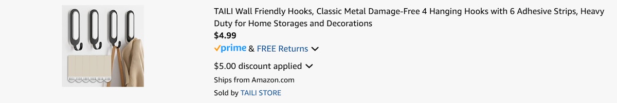 Amazon Damage-Free Wall Hooks 4-Pack 2025