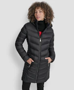 DKNY Women's Zip-Front Long Coat