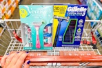 gillette and venus disposable razors in a shopping cart