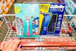 gillette and venus disposable razors in a shopping cart