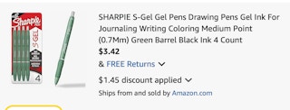 sharpie pens Amazon receipt