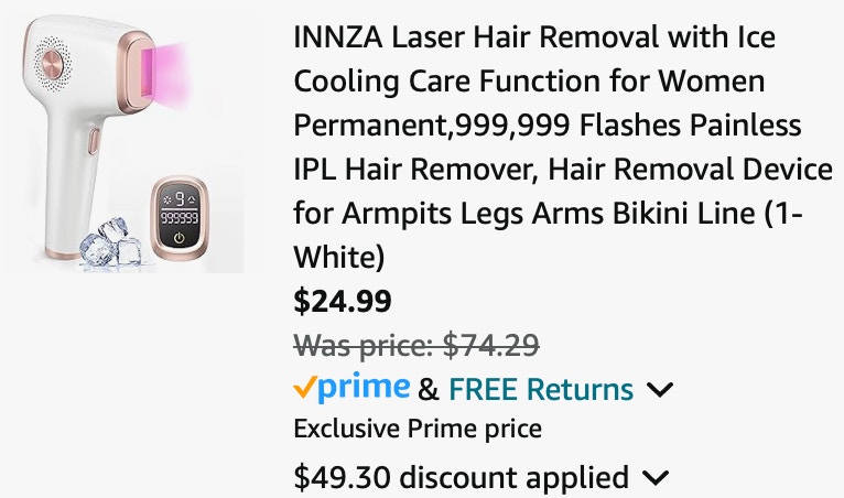 INNZA Laser Hair Removal with Ice Cooling Care Function for Women Permanent