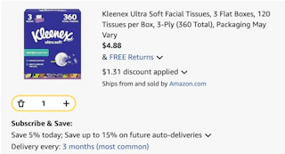 Kleenex Amazon receipt