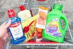 cvs shopping cart with whitmans, colgate, gain, real rechniques, and old spice products