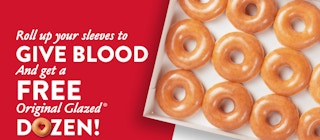 Krispy Kreme advertisment for free dozens with blood donation