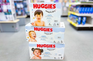 dollar general huggies diapers stacked on floor sponsored