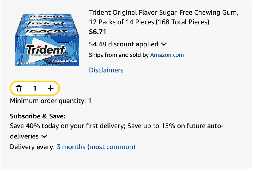 Gum Amazon receipt
