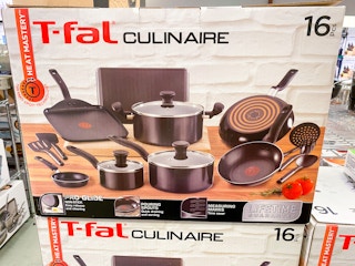 t-fal cookware sets stacked on top of each other in macys