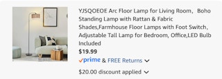 floor lamp Amazon receipt